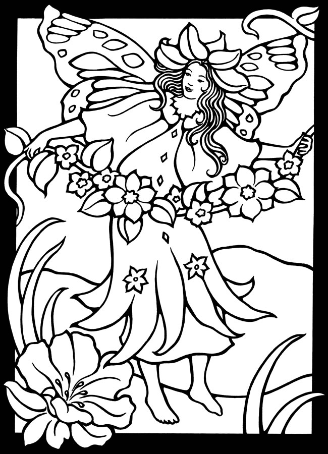 Fairies Stained Glass Coloring pages Free Printable Coloring Pages For