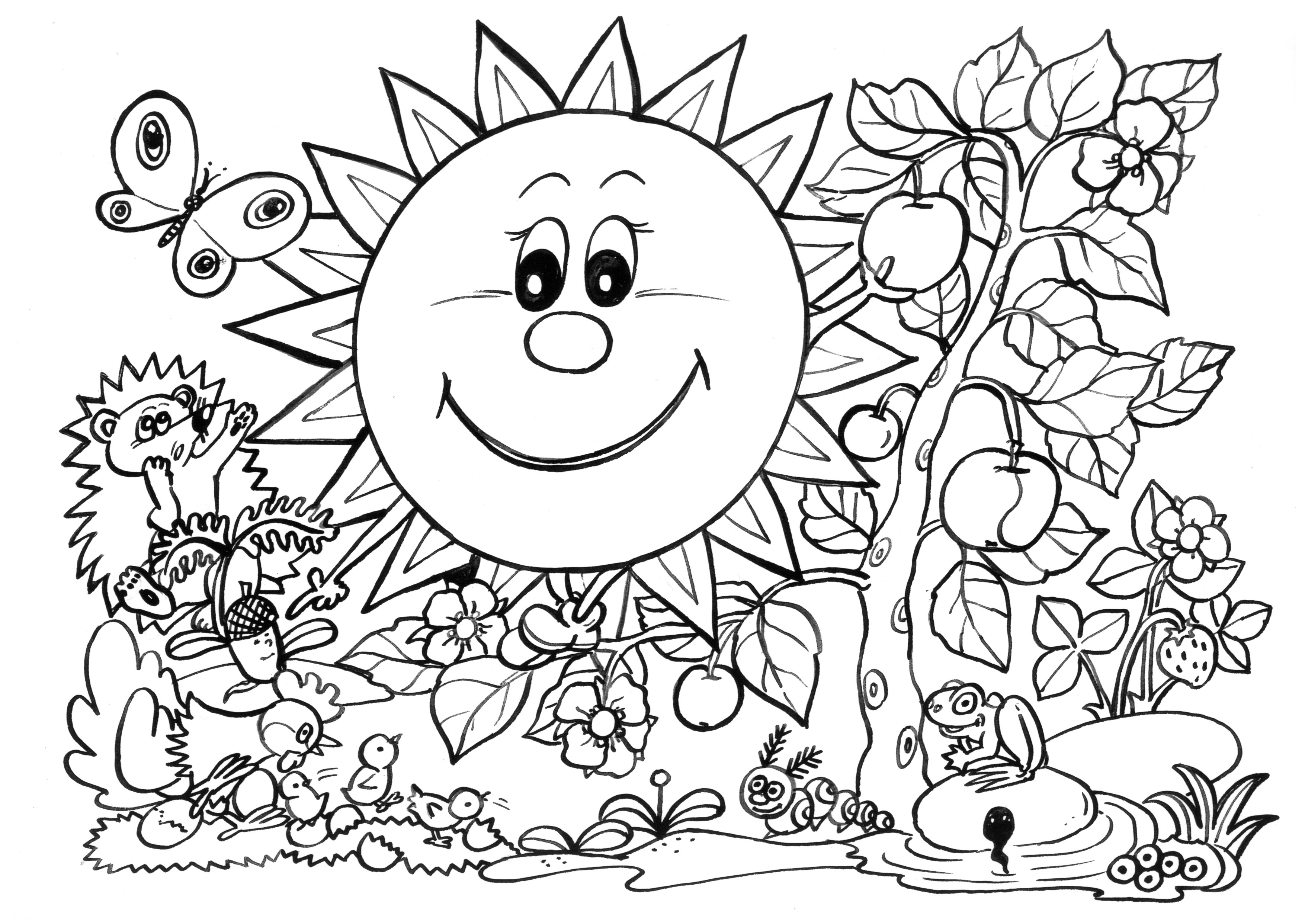 Spring Coloring Pages SUNNY + GARDEN Free Printable Coloring Pages For