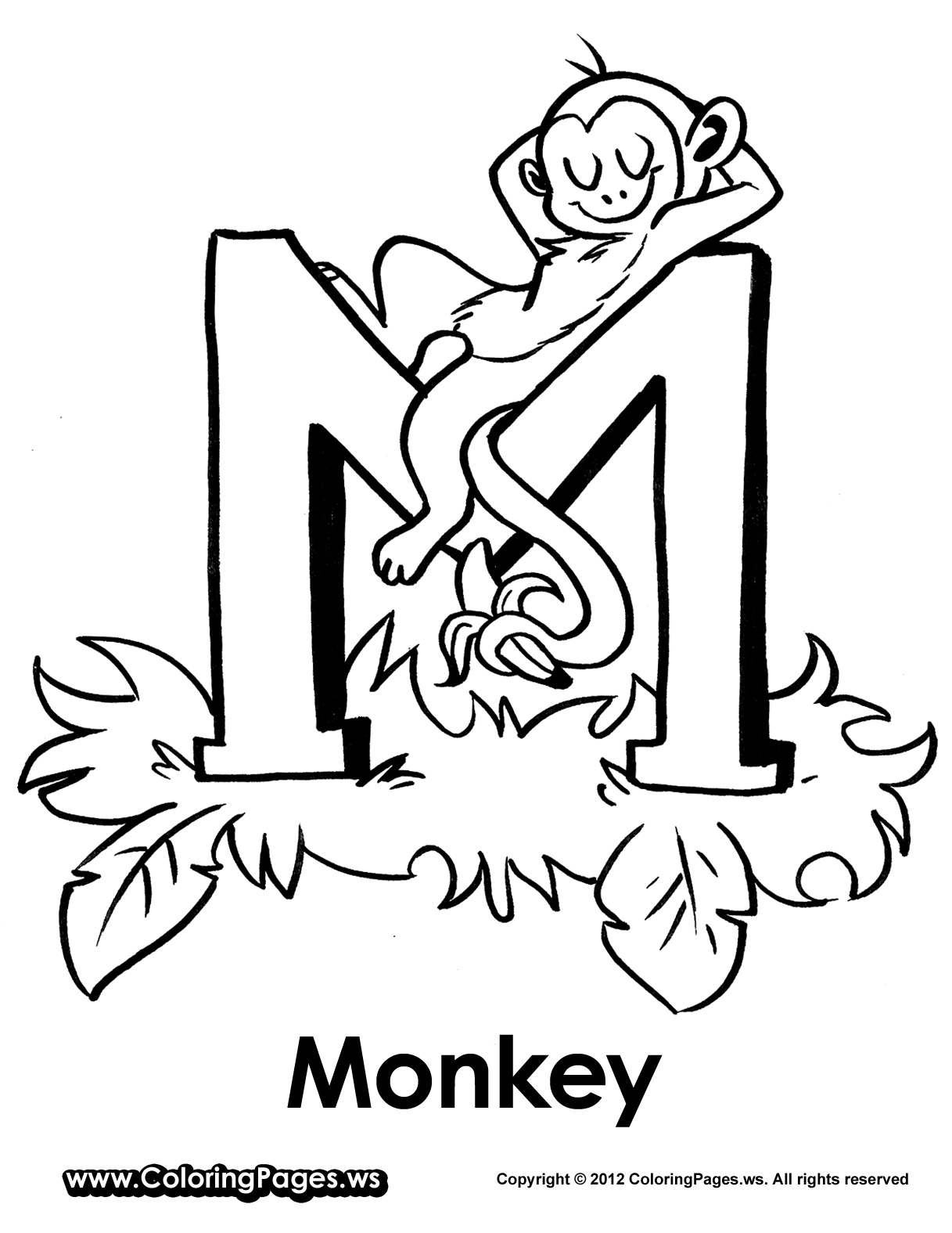 m for monkey coloring pages - photo #10